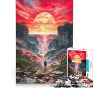 Rompecabezas de 1000 Piezas para Adultos Viajero Solitario en un cañón Juego de ingenio Interesante para Reducir el estrés Cada Pieza es única 38x52cm