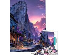 Rompecabezas de 1000 Piezas para Adultos Vías de un Pueblo Fantasma Rompecabezas Relajante para Adultos Decoración de Pared cumpleaños y Navidad (tamaño 50x75cm)