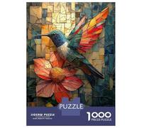 Rompecabezas De 1000 Piezas Para Adultos Vibrant Hummingbird And Flower in Stained Glass Rompecabezas Para Adultos Juegos Familiares Difícil Oferta Difícil Como Regalo Para Toda La Familia 70x50cm/100