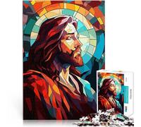 Rompecabezas de 1000 Piezas para Adultos Vidriera de Jesucristo Juegos educativos Juguetes de Bricolaje Grandes Regalos y Juguetes 75x50cm