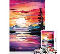 Rompecabezas de 1000 Piezas para Adultos vidrieras de Alaska decoración del hogar Juguetes Ideas de Regalos Juego Familiar con Piezas de Formas aleatorias Totalmente entrelazadas tamaño 50x75cm