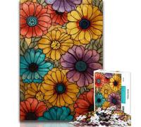 Rompecabezas de 1000 Piezas para Adultos, vidrieras de Flores Silvestres, Ayuda a ejercitar el Cerebro, Juguetes adictivos para Cultivar la Paciencia, colección de Artistas, Bellas Artes, 75x50cm
