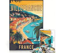 Rompecabezas de 1000 Piezas para Adultos: Villefranche-Sur-Mer en Francia, Juegos educativos, Carrera de Velocidad Manual, Toda la Familia 50x75cm