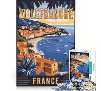Rompecabezas de 1000 Piezas para Adultos, Villefranche-Sur-Mer, Francia Juego para ejercitar la Mente y aliviar el estrés Cada Pieza es única 50x75cm