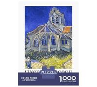 Rompecabezas De 1000 Piezas para Adultos Vincent Van Gogh The Church at Auvers Rompecabezas para Adultos Juego Familiar Vacaciones En Casa Matar El Tiempo Desafiante De Completar 70x50cm/1000pcs