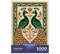 Rompecabezas De 1000 Piezas Para Adultos Vintage Art Nouveau Peacock Art - Emerald & Gold Wall Decor Rompecabezas Para Adultos Juegos Relajantes Desafío Difícil Reducción Del Estrés Regalos 52x38cm/10