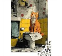 Rompecabezas De 1000 Piezas para Adultos Vintage Cat in Bathroom Rompecabezas para Adultos Juego De Ingenio Regalos para Mujeres Regalos De Cumpleaños 70x50cm/1000pcs