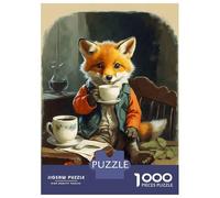 Rompecabezas De 1000 Piezas para Adultos Vintage Fox Cub Coffe Rompecabezas Juguetes Antiestrés Decoración del Hogar Difícil Y Desafiante 38x26cm/1000pcs