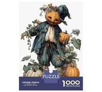 Rompecabezas De 1000 Piezas para Adultos Vintage Halloween Pumpkin Scarecrow Illustration Rompecabezas para Adultos Juego De Ingenio Desafío Difícil Desafiante De Completar 52x38cm/1000pcs