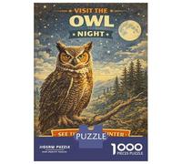 Rompecabezas De 1000 Piezas para Adultos Vintage Owl Night Rompecabezas para Adultos Juegos De Relajación Desafío Difícil Regalo De Cumpleaños, Regalos, 52x38cm/1000pcs