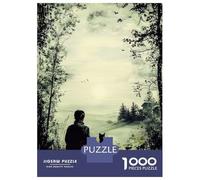 Rompecabezas De 1000 Piezas para Adultos Vintage Solitude - Man and Dog in Tranquil Nature Rompecabezas para Adultos Juegos Divertidos Alivia El Estrés 70x50cm/1000pcs