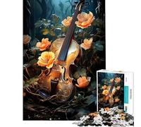 Rompecabezas de 1000 Piezas para Adultos Violín Entre Flores Juguete de 1000 Piezas para decoración de Pared Ideal para aliviar el estrés Regalo de cumpleaños o para Viajes (50x75cm)
