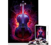 Rompecabezas de 1000 Piezas para Adultos Violonchelo en Llamas Juguete Musical decoración de Pared Regalo de cumpleaños Juegos relajantes interacción Entre Padres e Hijos tamaño 38x52cm