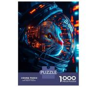 Rompecabezas De 1000 Piezas para Adultos Visionary Cat Astronaut Rompecabezas para Adultos Juegos Relajantes Regalos para Mujeres Regalos para Reducir El Estrés 52x38cm/1000pcs