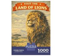 Rompecabezas De 1000 Piezas para Adultos Visit The Land of Lions Vintage Rompecabezas para Adultos Juguetes Antiestrés Análisis Y Lógica Desafiante De Completar 52x38cm/1000pcs