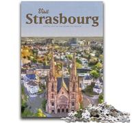 Rompecabezas de 1000 Piezas para Adultos, Visita a Estrasburgo, 1000 Piezas para Adolescentes, para aliviar el estrés, Pasar el rato en casa, interacción Entre Padres e Hijos (26x38cm)