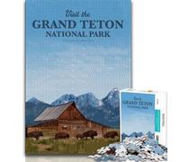 Rompecabezas de 1000 Piezas para Adultos Visita Grand Teton, un Juego desafiante y Educativo para Toda la Familia, Ideal para cumpleaños y Navidad (38x26cm)