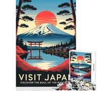 Rompecabezas de 1000 Piezas para Adultos Visita Japón póster de Paisaje del Sol Naciente Juguetes antiestrés Regalo Divertido Juego de ingenio para Mejorar el Amor en Pareja tamaño 50x75cm
