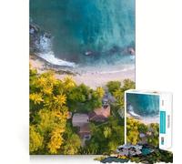 Rompecabezas de 1000 Piezas para Adultos Vista aérea de una Playa Tropical, Piezas de Corte Limpio, Juego de Habilidad Mental, Momento de relajación, Divertido, Escena navideña, Arte (38x52cm)