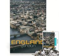 Rompecabezas de 1000 Piezas para Adultos Vista aérea del Horizonte de Londres Juego Imposible interacción Entre Padres e Hijos Lista de Deseos con Papá Noel 50x75cm