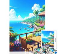 Rompecabezas de 1000 Piezas para Adultos Vista de cafetería de Playa Tropical Juguete Educativo Regalo de cumpleaños Juegos de relajación colección de Artistas Bellas Artes tamaño 38x52cm