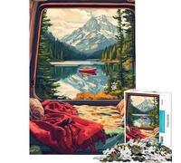 Rompecabezas de 1000 Piezas para Adultos Vista de montaña Desde una Caravana Reto Educativo de Anime Regalos para Mujeres Juego práctico para Mayores de 14 años 38x52cm