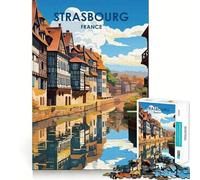 Rompecabezas de 1000 Piezas para Adultos Vista del Canal de Estrasburgo, diseño nítido, Juego de Mesa, Regalo, Juego de Ocio, Escena navideña (38x26cm)