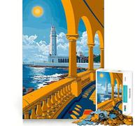 Rompecabezas de 1000 Piezas para Adultos Vista del Faro de Alejandría,Juego de precisión,Juego de concentración,Regalo,Tiempo Libre,Diversión,Arte navideño (50x75cm)