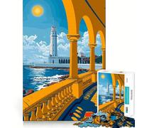 Rompecabezas de 1000 Piezas para Adultos Vista del Faro de Alejandría,Juego de precisión,Juego de concentración,Regalo,Tiempo Libre,Diversión,Arte navideño (38x26cm)