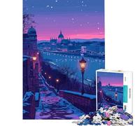 Rompecabezas de 1000 Piezas para Adultos Vista Nocturna de Budapest Juguetes adictivos para Cultivar la Paciencia Juego Familiar para aliviar el estrés Regalo de cumpleaños (Tamaño 38x52cm)