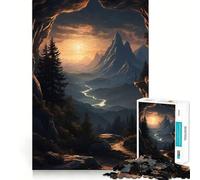 Rompecabezas de 1000 Piezas para Adultos Vista Tranquila Desde una Cueva Juguete Decorativo de construcción Juego de Paz Regalo de cumpleaños (38x26cm)