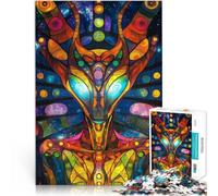 Rompecabezas de 1000 Piezas para Adultos Vitral cósmico alienígena Entrena tu Cerebro y Tus Manos Mejorar el Amor Entre Parejas 75x50cm