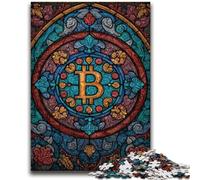 Rompecabezas de 1000 Piezas para Adultos, vitrales, Bitcoin, Juego Familiar, antiestrés, desafío difícil, Adecuado para Parejas, 26x38cm