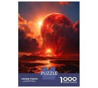 Rompecabezas De 1000 Piezas para Adultos Volcanic Red Moon Rompecabezas para Adultos Juguete Decoración De Pared Decoración del Hogar Interacción Entre Padres E Hijos 52x38cm/1000pcs