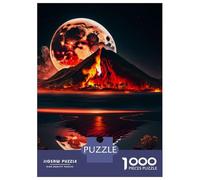 Rompecabezas De 1000 Piezas para Adultos Volcano Red Moon at Night Rompecabezas para Adultos Juego De Ingenio Pero Divertido Y Humorístico Regalos De Cumpleaños Y Únicos 38x26cm/1000pcs