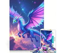 Rompecabezas de 1000 Piezas para Adultos: Vuelo de dragón Azul y Rosa, Juego de ingenio, dificultad Alta, para Fortalecer el Amor en Pareja 38x26cm