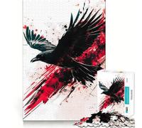 Rompecabezas de 1000 Piezas para Adultos Vuelo ensangrentado Cuervo Negro Juego de Bordes limpios,Juego de lógica,Juego de Juego inactivo,decoración navideña 38x26cm