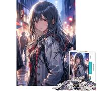 Rompecabezas de 1000 Piezas para Adultos Waifu bajo la Lluvia Diseño difícil y desafiante Juego práctico de Montaje Apto para Mayores de 14 años 50x75cm