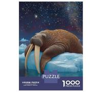 Rompecabezas De 1000 Piezas para Adultos Walrus on Ice Under Starry Sky Rompecabezas Juego Familiar para La Diversión Familiar Oferta como Regalo para Toda La Familia 38x26cm/1000pcs