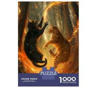 Rompecabezas De 1000 Piezas para Adultos Ware Cats and Fire Rompecabezas para Adultos Juegos Familiares Patrón De Montaje 52x38cm/1000pcs