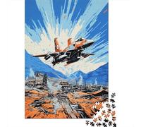 Rompecabezas De 1000 Piezas para Adultos Warplane Over Ruined Cityscape Rompecabezas para Adultos Juegos Divertidos Una Obra De Arte Cumpleaños Y Navidad 52x38cm/1000pcs