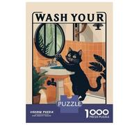 Rompecabezas De 1000 Piezas para Adultos Wash Your Little Paws Cat Art Rompecabezas para Adultos Juego Familiar Decoración De Pared Gran Regalo para Jugar 70x50cm/1000pcs