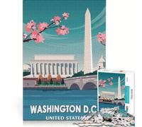 Rompecabezas de 1000 Piezas para Adultos Washington DC Arte de Viaje Juego Familiar difícil y desafiante cumpleaños 50x75cm