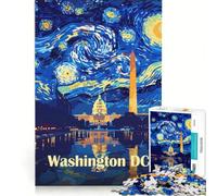Rompecabezas de 1000 Piezas para Adultos Washington DC Noche Estrellada Juguete Artístico Decoración de Pared Decoración Perfecta Cumpleaños y Navidad 38x26cm