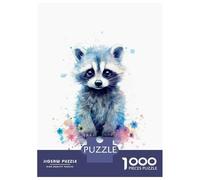 Rompecabezas De 1000 Piezas para Adultos Watercolor Baby Raccoon Rompecabezas para Adultos Juegos Familiares Desafío Difícil para Cumpleaños, Navidad 38x26cm/1000pcs