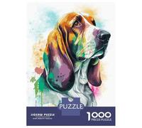 Rompecabezas De 1000 Piezas para Adultos Watercolor Basset Hound Rompecabezas para Adultos Juegos Relajantes para La Diversión Familiar Interacción Entre Padres E Hijos 38x26cm/1000pcs