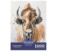 Rompecabezas De 1000 Piezas para Adultos Watercolor Bison Rompecabezas Juego De Ingenio Carrera De Velocidad De Manos Interacción Entre Padres E Hijos 70x50cm/1000pcs