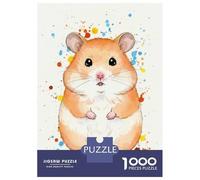 Rompecabezas De 1000 Piezas para Adultos Watercolor Hamster with Colorful Splatters Rompecabezas para Adultos Juguetes DIY Regalos para Mujeres Cumpleaños Y Navidad 52x38cm/1000pcs