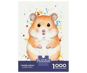 Rompecabezas De 1000 Piezas para Adultos Watercolor Hamster with Colorful Splatters Rompecabezas para Adultos Juguetes DIY Regalos para Mujeres Cumpleaños Y Navidad 52x38cm/1000pcs