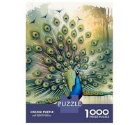 Rompecabezas De 1000 Piezas para Adultos Watercolor Peacock with Displayed Feathers Rompecabezas para Adultos Juego De Ingenio Desafío Difícil Desafiante De Completar 70x50cm/1000pcs